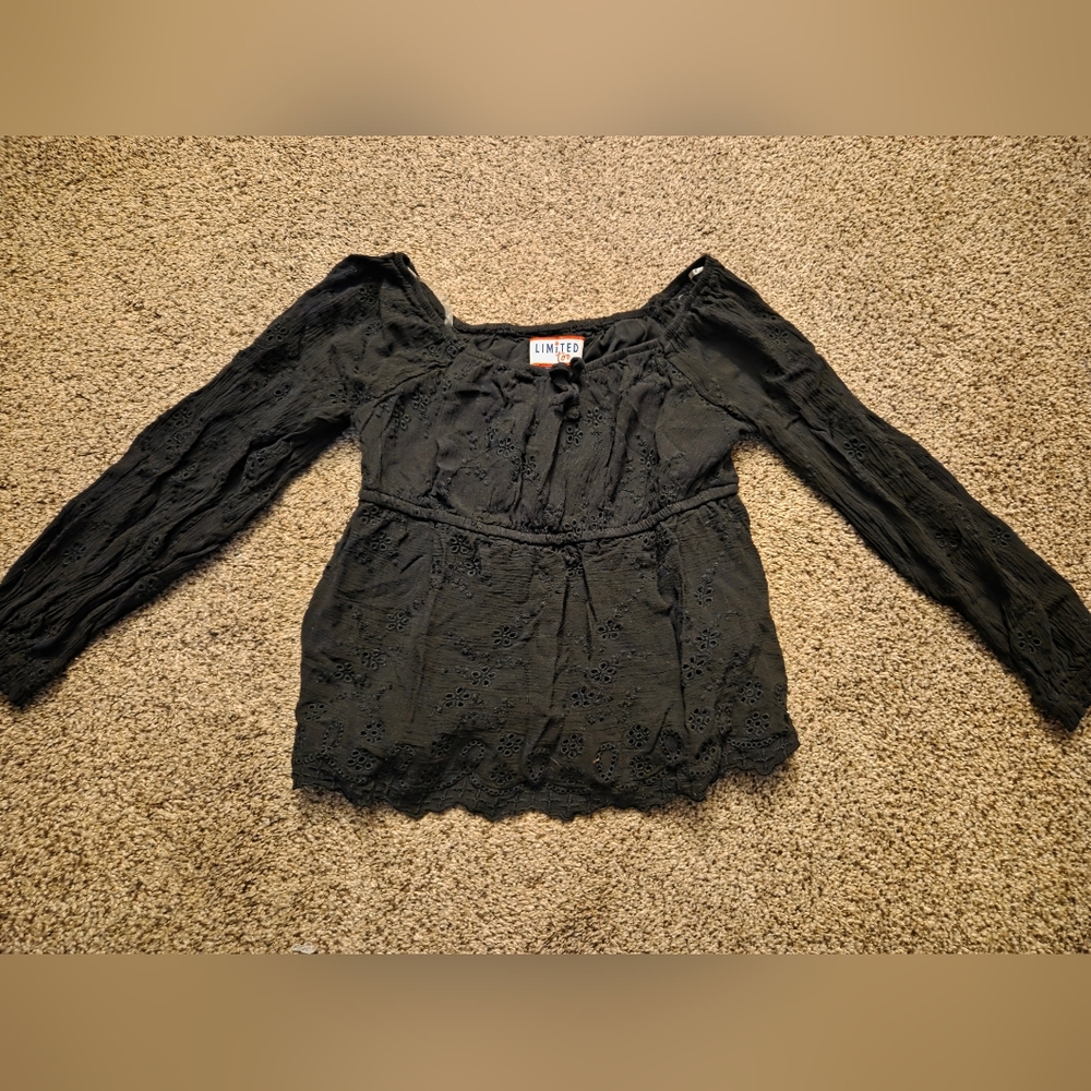 Limited Too Black Eyelet Kids Blouse Size 7/8 Girls